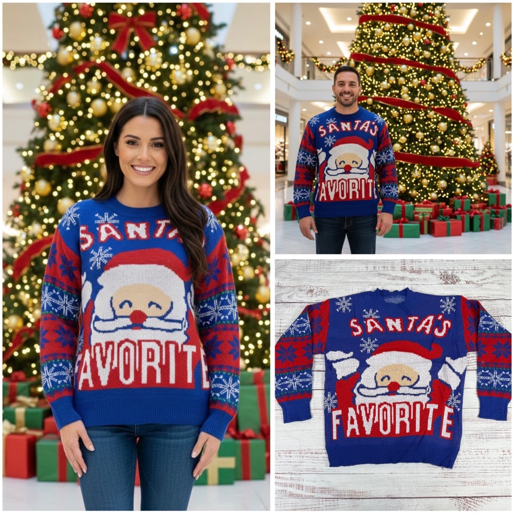 Santa’s Favorite Ugly Christmas Sweater One Size Unisex